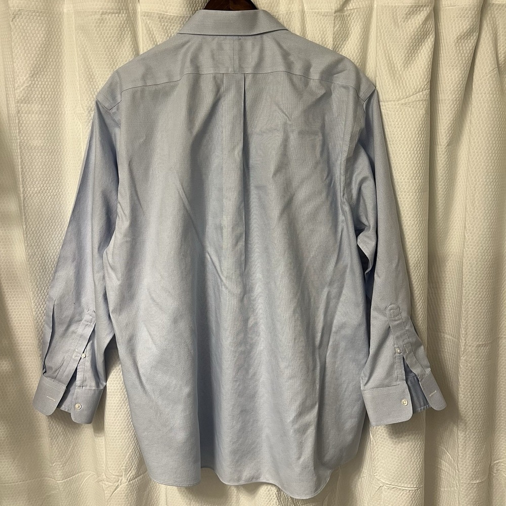 Cremieux Mens Large Long Sleeve Button Up Down Dress Shirt Blue Pima Cotton 17.5 - Picture 2 of 5